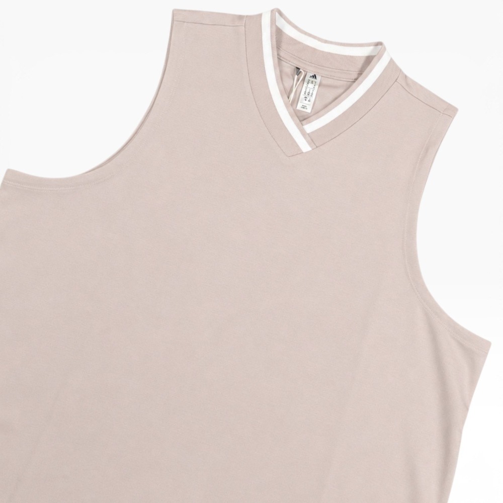 ADIDAS Go-To Sleeveless Polo Shirt Womens L Wonder Taupe Golf Athletic
